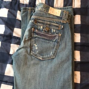 Funky wide leg distressed jeans